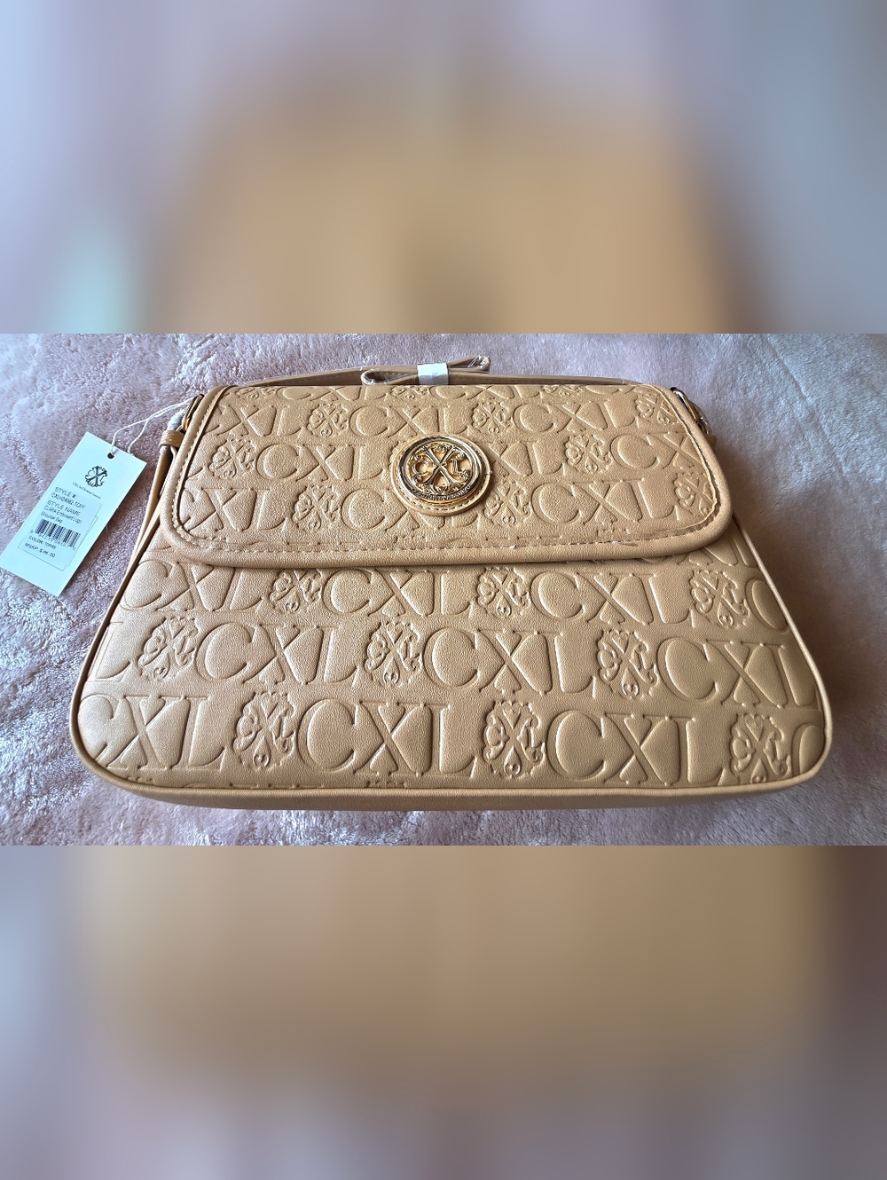Christian Lacroix CXL Clara Embossed Logo Adjustable Shoulder Bag In  Toffee NWT